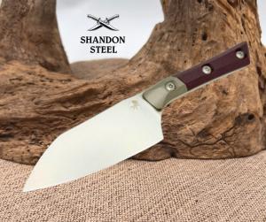 Microtech Santoku 4.2" Black Cherry G-10/Titanium Bolster Handle 3300B-10BC