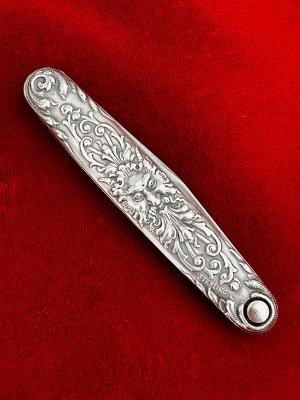 Vintage Press Button Sterling Double Satyr 
