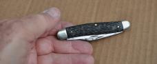 Kutmaster Utica NY USA 4" Closed Jiged Black Stockman All Blades Snap Brass liners Brass Bolsters