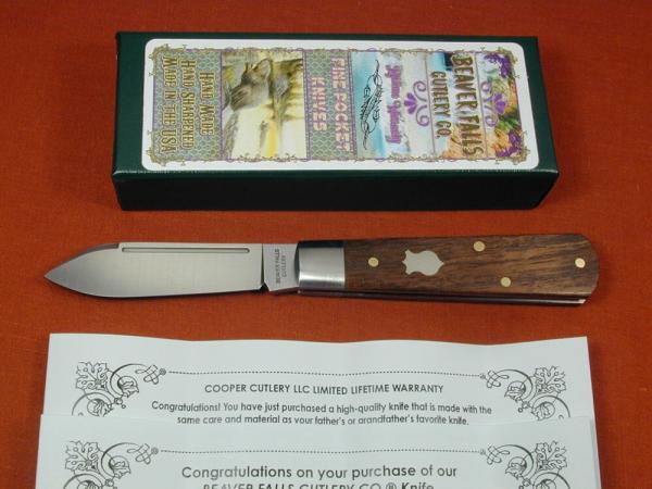 Beaver Falls Cutlery Co Smooth Franciscan Walnut Wood Jack Knife NIB from Cooper Cutlery Made USA FW