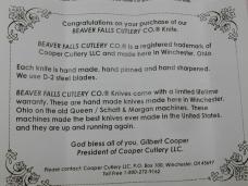 Beaver Falls Cutlery Co Smooth Franciscan Walnut Wood Jack Knife NIB from Cooper Cutlery Made USA FW