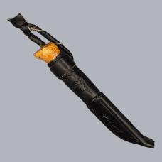 Vintage 1990s Finnish Vuolu Puukko Knife with Masur Birch Handle #8708