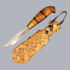 Vintage 1940s Finnish Tuohituppi Puukko Knife with Birchbark Sheath #8710