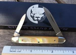 Bulldog Brand German Mini 2 Blade Pen Knife Gold Lip Pearl Beautiful