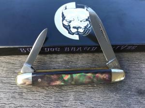 Bulldog Brand German Mini 2 Blade Pen Knife Black Lip Pearl Beautiful