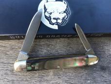 Bulldog Brand German Mini 2 Blade Pen Knife Black Lip Pearl Beautiful!