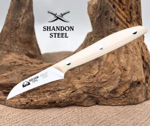 Due Cigni Kitchen Curved Paring Knife 2.76" Blade 2C 1001 W White Handle Italy