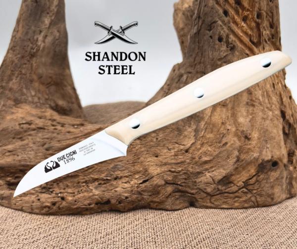 Due Cigni Kitchen Curved Paring Knife 2.76" Blade 2C 1001 W White Handle Italy Due Cigni Kitchen Curved Paring Knife 2.76" Blade 2C 1001 W White Handle Italy