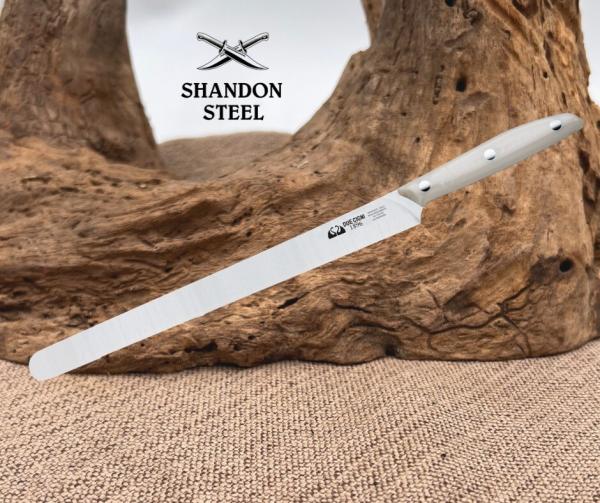 Due Cigni Kitchen LARGE HAM SLICER KNIFE 2C 1014 10.24 Blade White Handle Italy Due Cigni Kitchen LARGE HAM SLICER KNIFE 2C 1014 10.24 Blade White Handle Italy