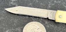 Schrade Advertising Pull Ball Switchblade Knife, Cream Color Scale, Unused