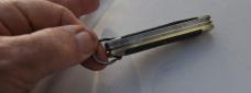 Boy Scout Camillus 1950's Jigged Blue Delrin 3 Blades Bail Used Brass Liners Nickel Bolsters
