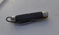 Boy Scout Camillus 1950's Jigged Blue Delrin 3 Blades Bail Used Brass Liners Nickel Bolsters