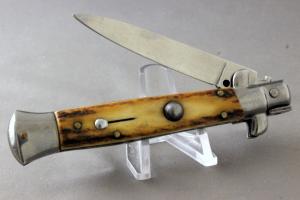 D. E. S.  ITALIAN-STYLE AUTOMATIC KNIFE with Stag Handles, 1980s, Free Shipping in USA