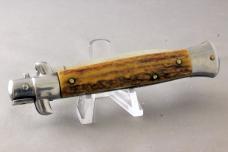 D. E. S.  ITALIAN-STYLE AUTOMATIC KNIFE with Stag Handles, 1980s, Free Shipping in USA