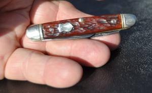 Boker USA 9023 Cigar Jack 2 Blade Jigged Red Bone Long Pull Slight Use Ringed Bolsters 