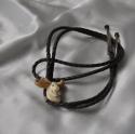 Bola Tie Moose Head Old Piece Carved from Ivory Leather Cord Sterling Silver Tips Wire Ends