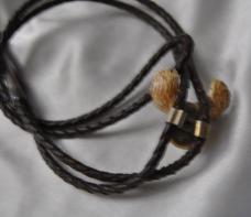 Bola Tie Moose Head Old Piece Carved from Ivory Leather Cord Sterling Silver Tips Wire Ends