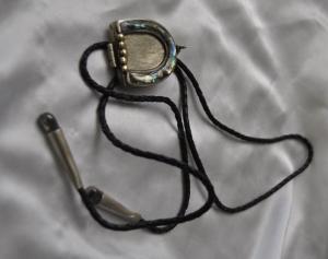 Bola Tie From An Old fella's Collection Nickel With Abalone Nickel Tips With Chunks Of  Abalone