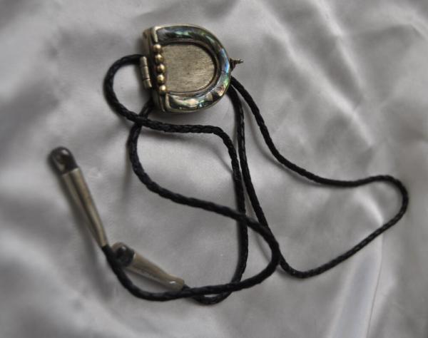 Bola Tie From An Old fella's Collection Nickel With Abalone Nickel Tips With Chunks Of  Abalone