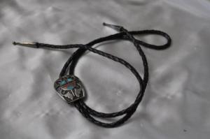 Bola Tie From An Old Fella's Collection Sterling Silver Navajo Braided leathe Cord Sterling Tips