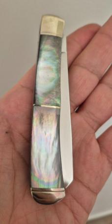 4" Rough Rider Trapper, Model RR228 , Stunning Rainbow/Smoky Pearl Handles