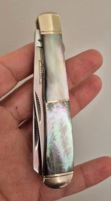 4" Rough Rider Trapper, Model RR228 , Stunning Rainbow/Smoky Pearl Handles