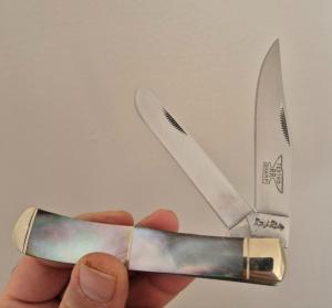 4" Rough Rider Trapper, Model RR228 , Stunning Rainbow/Smoky Pearl Handles