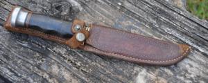 KA-BAR Reg. US Pat. Off. Fixed Union Cutlery Co. Olean NY 9 1/4" Finger Grooves 588-5 With Sheath
