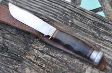KA-BAR Reg. US Pat. Off. Fixed Union Cutlery Co. Olean NY 9 1/4" Finger Grooves 588-5 With Sheath