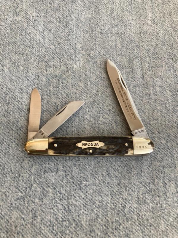 Vintage Robert Klass KISSING CRANE, 1975 NKCA, Stag, Anglo-Saxon Whittler Pocket Knife - MINT