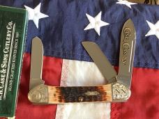 2008 Gunboat Canoe (Mdl# 6394 SS) Sweet Brown Bone Handles +Scrolled Bolsters -NOS in Orig box Minty