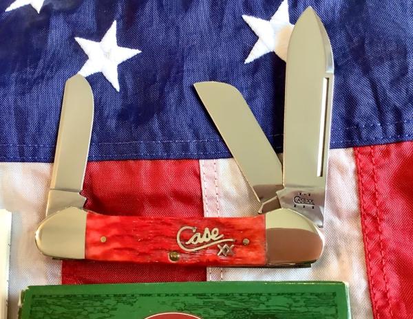 2004 Gunboat Canoe (Mdl# 6394 SS) w/ Super Red Bone Handles & Silver Script -NOS in Orig box Minty 2004 Gunboat Canoe (Mdl# 6394 SS) w/ Super Red Bone Handles & Silver Script -NOS in Orig box Minty