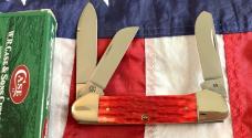 2004 Gunboat Canoe (Mdl# 6394 SS) w/ Super Red Bone Handles & Silver Script -NOS in Orig box Minty