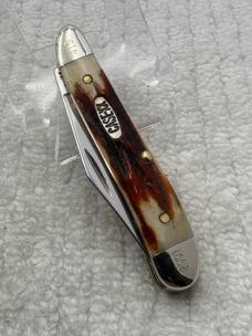 Case XX USA 2001 9 Dot 5220 2 Blade Red Stag Peanut Pocket Knife (111)
