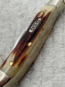 Case XX USA 2001 9 Dot 5220 2 Blade Red Stag Peanut Pocket Knife (111)