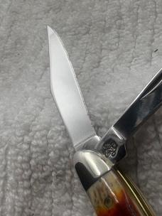 Case XX USA 2001 9 Dot 5220 2 Blade Red Stag Peanut Pocket Knife (111)