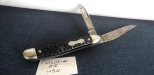 VINTAGE COLONIAL RI USA 3-14quot JACK KNIFE USED CARBON STEEL WITH EDGE