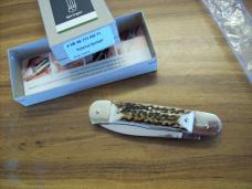 Hubertus Knife Solingen, Germany Large Size 11 Spear-Point Blade Genuine Stag/Antler NIB