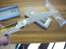 Hubertus Knife Solingen, Germany Size 10 Medium Clip-Point Genuine Stag/Antler NIB
