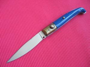 Vintage Italian Indiana Engraved Bolster Button Open/Close Switchblade Knife - New Old Stock