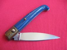 Vintage Italian Indiana Engraved Bolster Button Open/Close Switchblade Knife - New Old Stock