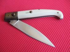 Vintage Italian Indiana Engraved Bolster Button Open/Close Switchblade Knife - New Old Stock