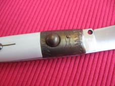 Vintage Italian Indiana Engraved Bolster Button Open/Close Switchblade Knife - New Old Stock