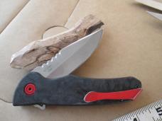2019 Buck USA 841 Sprint Pro Marbled Carbon Fiber BOS S30V Blade Knife Red Clip