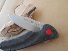 2019 Buck USA 841 Sprint Pro Marbled Carbon Fiber BOS S30V Blade Knife Red Clip