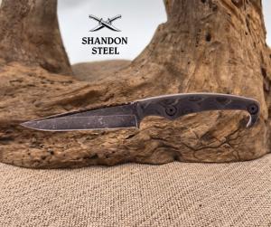 STROUP MK2 B Fixed Blade Knife 4" Clip Point Blade Acid Etched Finish G10 Handle