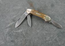 Parker Frost Wostenholm 3 Blade Canoe UK Made Early 70's Mint Tarnish Thick Gnarly Stag!