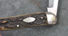 Hoffritz Seahorse 3 5/8" Gnarly Italian Stag 2 Blades Nickel BolstersPins & Shield Near Mint