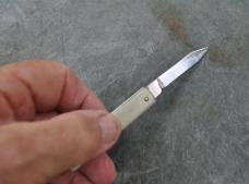 Schrade Red Pull Ball Factory Mint Never Honed Pearl Celluloid 2 5/8" Closed 1910-20