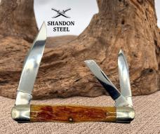 Kinfolks Center Swell Bone Handle 3 Blade Whittler Folding Pocket Knife (07)